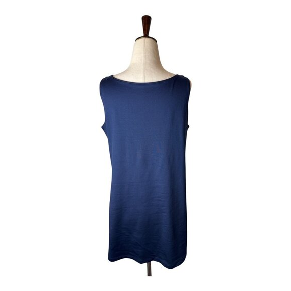 A'nue Ligne Tank Top Women XL Navy Blue Scoop Neck The Longer High Shell Top - Picture 3 of 10